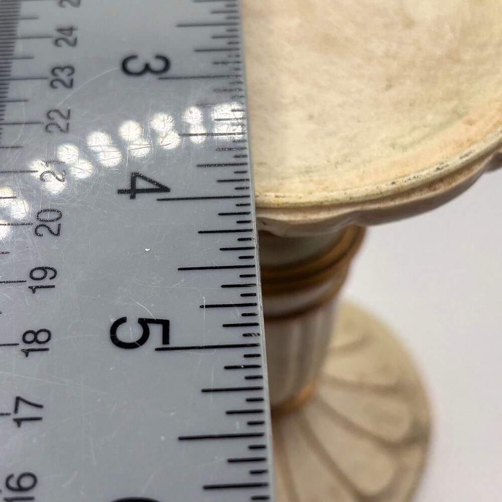 Cream and gold colored pillar candle pedestal French cottagecore VTG distressed - Picture 6 of 7